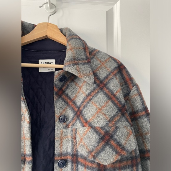Aritzia Sundays Best Sky plaid shirt jacket shacket - Picture 7 of 7